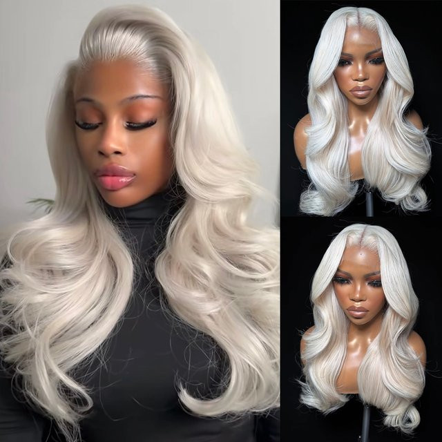 UStyleHair Lace-Front-Perücke, platinblond, lange Wellen, synthetisch, Unisex - Bild 1