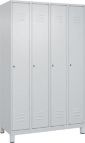 C+P Spind Classic PLUS Garderobenschrank mit 4 Abteilen, Grau, H x B x T: 195 x 120 x 50 cm, mit Zylinderschloss und Garderobenhaken - Bild 1
