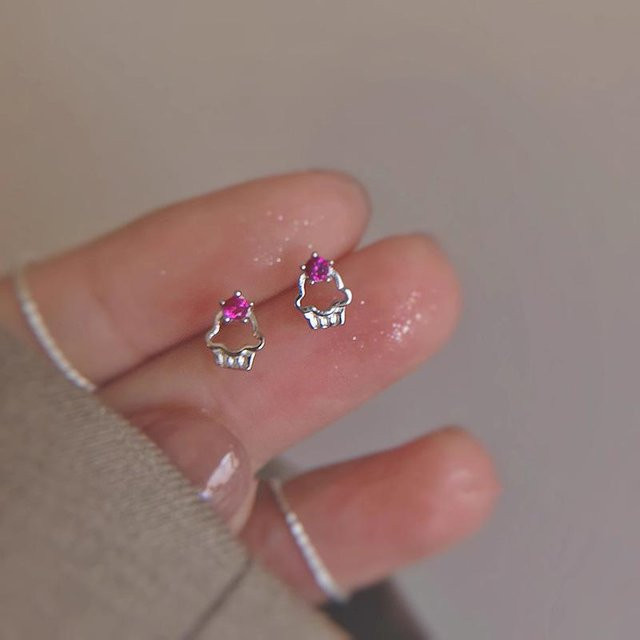 Lucky Star Jewelry Ohrstecker Cupcake, Zirkonia, Silber, Messing, Damen - Bild 1