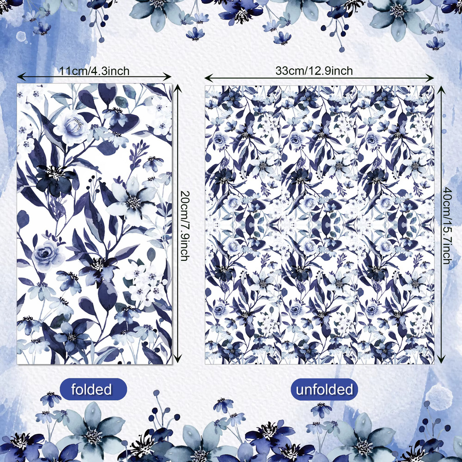 20 Stück Vintage Servietten mit blauem Blumenmuster aus Papier für Hochzeit und Geburtstag als Tischdekoration - Bild 3