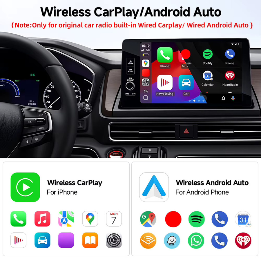 APWIKOGER Kabelloser Android Auto und CarPlay Adapter Mini Dongle in Schwarz für werkseitig verkabelte Systeme - Bild 4