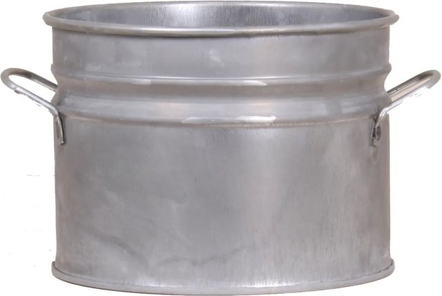 Zink-Übertopf mit Griffen in Silber im Shabbylook, Durchmesser: 18 cm, Höhe: 16 cm - Bild 1
