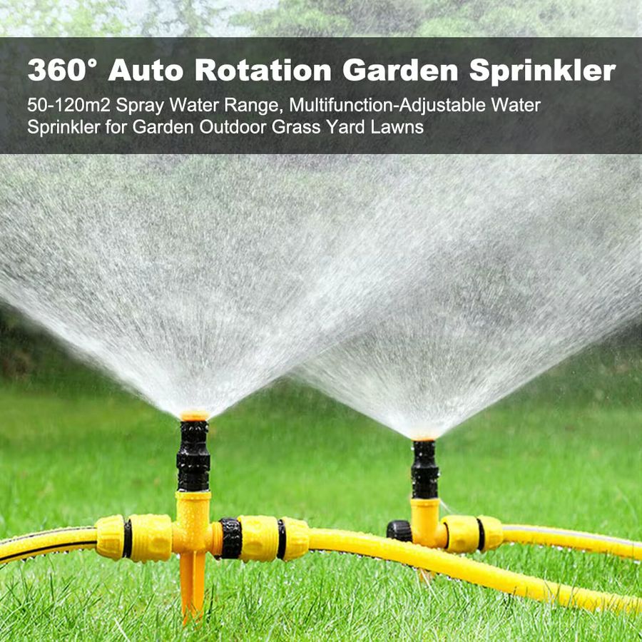 3er-Pack Rotierende Gartensprinkler in Gelb mit verstellbarem Bewässerungssystem für Rasen und Pflanzen - Bild 2