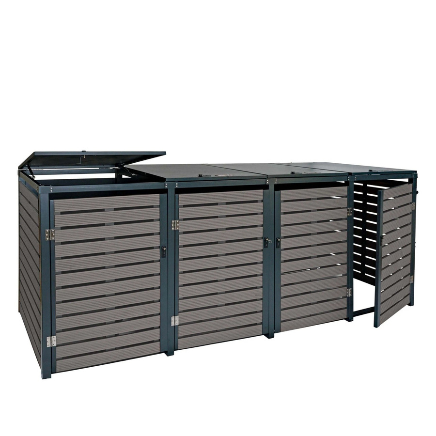 MCW Mülltonnenverkleidung K14 für 4 Mülltonnen aus WPC und Metall in Anthrazit, B/T/H: 264 x 119 x 84 cm - Bild 2