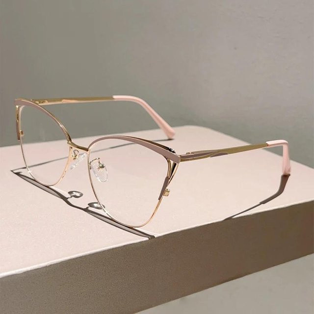 Dote Korrektionsbrille Cat-Eye, Damen, Halbrand, Metall, transparent, gold - Bild 1