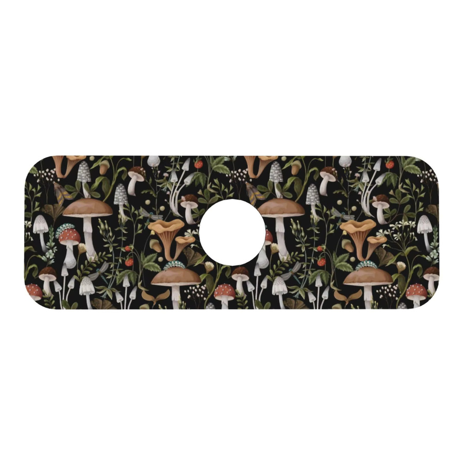VIKAMA Spritzschutz Abtropfmatte für die Küchenspüle mit Pilz- und Waldblumen-Design, Silikon, Mehrfarbig, B/T: 14 x 14 cm - Bild 3
