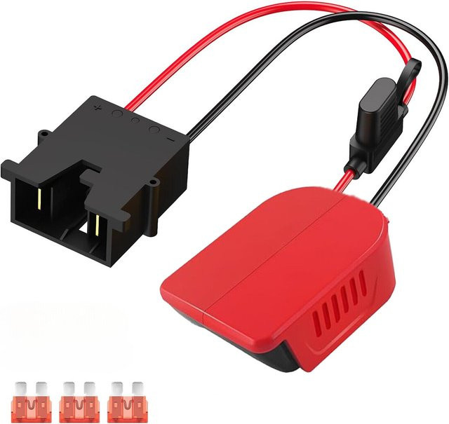 XMSJ Power-Wheel-Adapter für e-inhell 18V mit 40A Sicherungsdraht, kompatibel mit Peg-Perego 12-Volt-Akku für Kinderfahrzeuge in Blau oder Rot - Bild 1