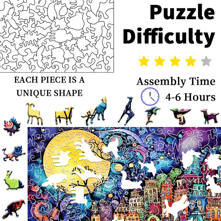 Holzpuzzle Bunte Comic-Stadt, Holzpuzzle, Tiere, Bunt / Mehrfarbig - Bild 4