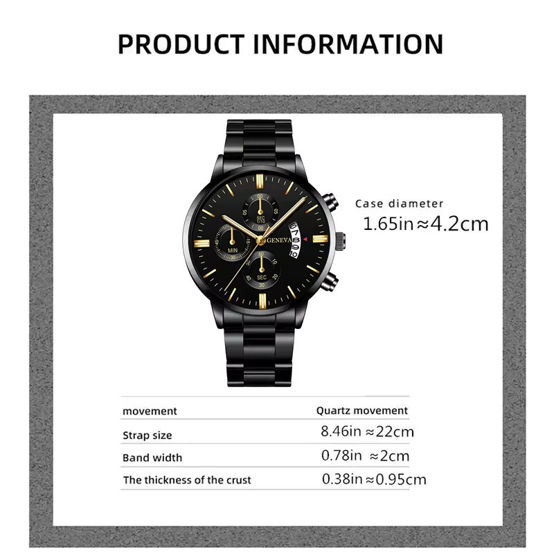 DEYROS Armbanduhr Edelstahl, Quarz, Schwarz, Datum, Herren - Bild 2
