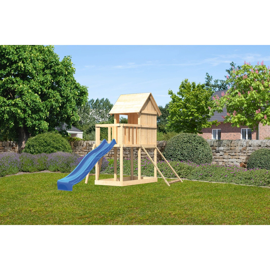 Karibu Stelzenhaus Frieda mit Netzrampe und Rutsche, Blau - Bild 2