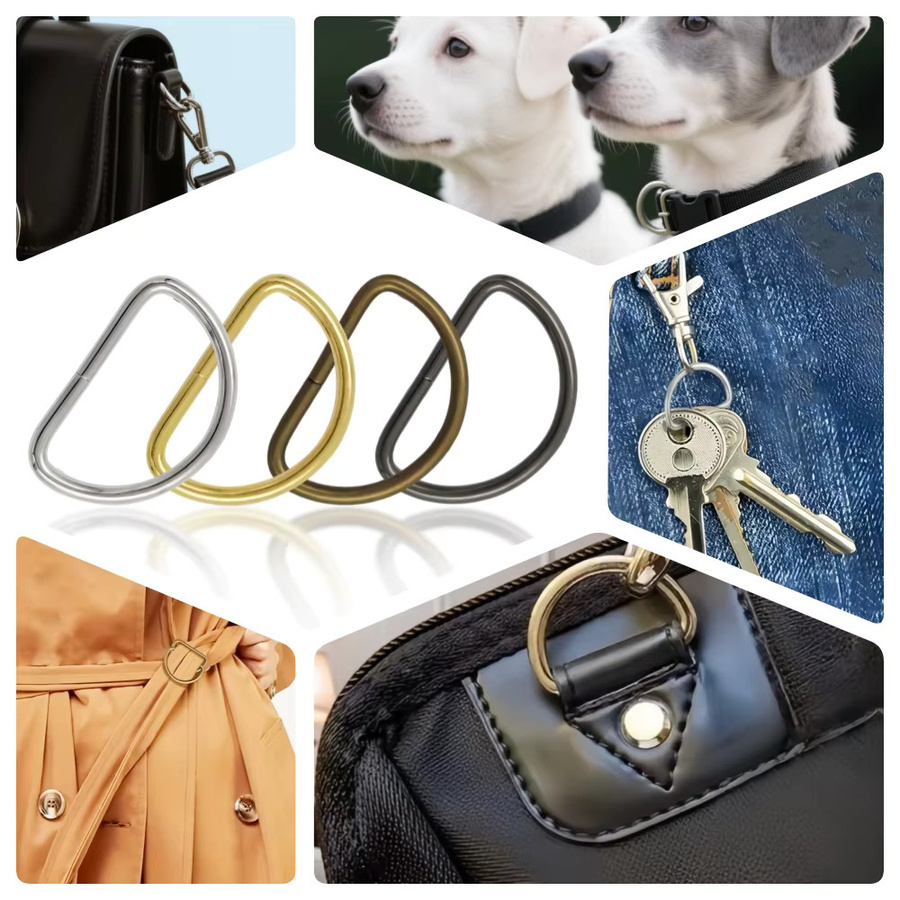 HSDOUBLE Metall-D-Ring-Verbindungsschnalle für Gürtel, Handtaschen und Riemen, Schwarz, 50 Stück/Packung - Bild 3