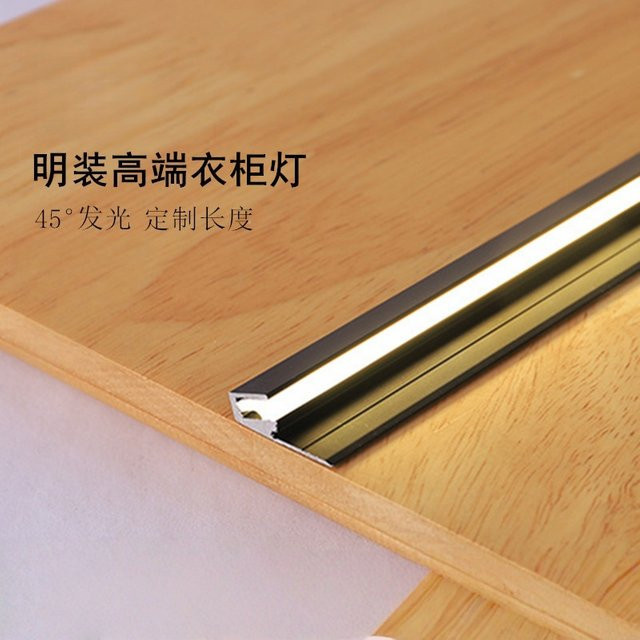 Ksdligh LED Aufputz-Schranklampe aus Aluminium mit 45-Grad-Winkel in Schwarz, warmweißes COB-Streifenlicht für Küche, Bar und Möbel - Bild 1