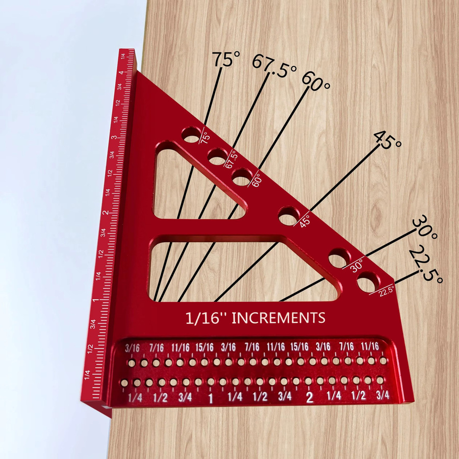 Wnew 3D-Mehrwinkel-Messlineal als quadratischer Winkelmesser für die Holzbearbeitung in Schwarz und Rot - Bild 6