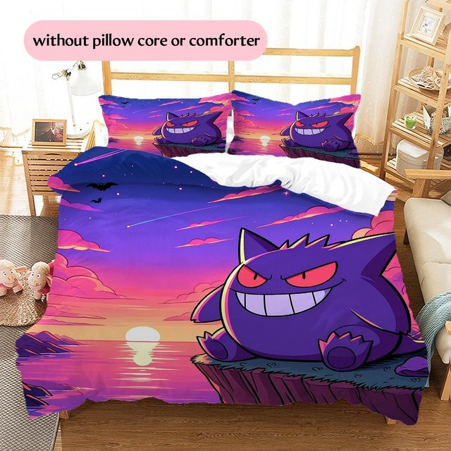 HAPPYDAYSET Pokémon Bettwäsche Gengar Muster in Lila, 1 Bettbezug und 2 Kissenbezüge, B/H: 220 x 240 cm - Bild 1