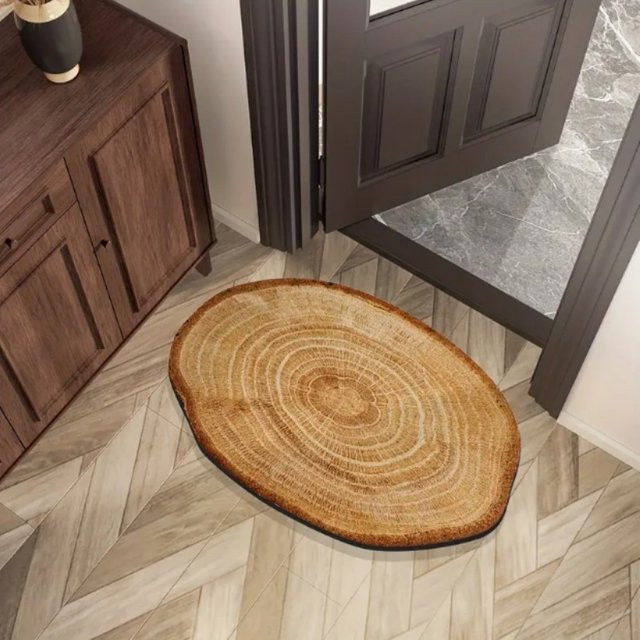 VIKAMA Bodenmatte im Baumwurzel-Design, rutschfest und waschbar, dekorativer Teppich in Braun mit Holzoptik für Badezimmer, Wohnzimmer oder Flur - Bild 1