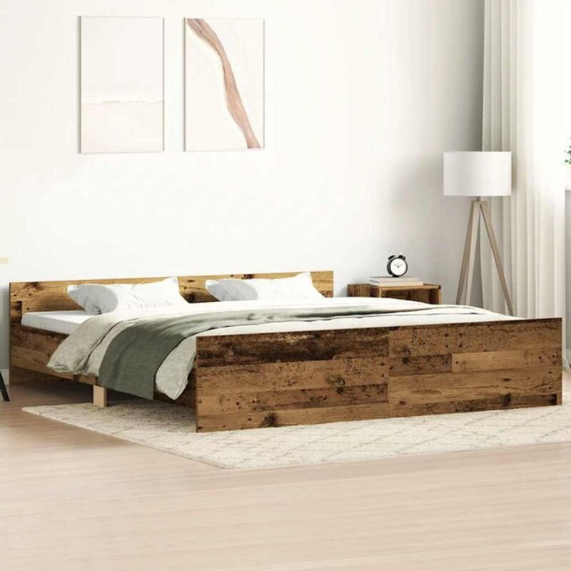 Vidaxl Bettgestell in Altholz-Optik aus Holzwerkstoff in Braun im Landhausstil B/T: 180 x 200 cm - Bild 1