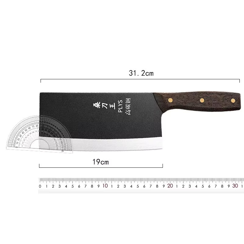 Damascus Küchenmesser aus Manganstahl mit Holzgriff als Cleaver und Hackmesser - Bild 5