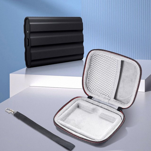 VODOOL EVA-Hartschalenkoffer mit Netztasche und Handschlaufe für Samsung T7 Shield und T9 SSD in Schwarz - Bild 1