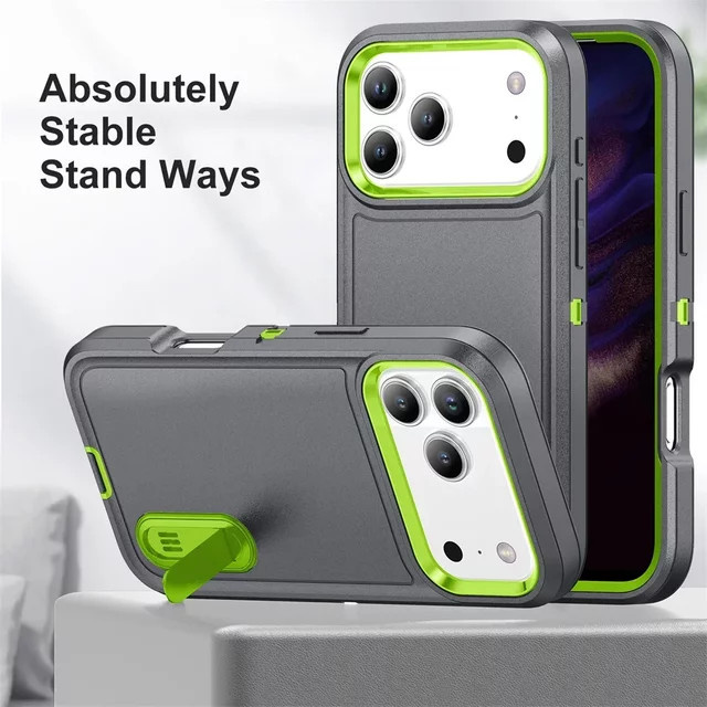 Stoßfeste Handyhülle mit Ständer von szHAIyu für iPhone 17 Air 16E 15 14 Plus 13 12 11 Pro Max in Mint-Rose - Bild 1