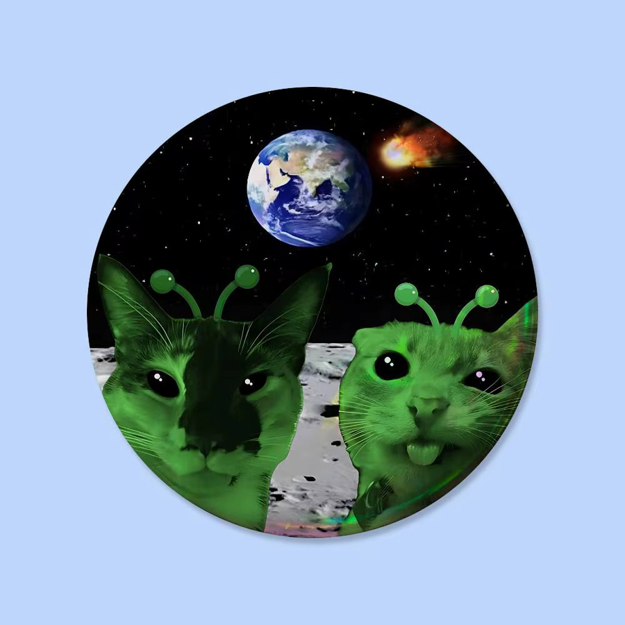 Broschen Grüne Alien-Katzen, Unisex - Bild 5