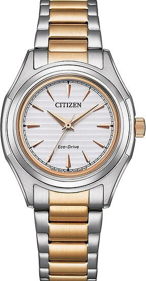 Citizen Armbanduhr, Solar, Edelstahl, Weiß, Gold, 31,3 mm, Damen - Bild 1
