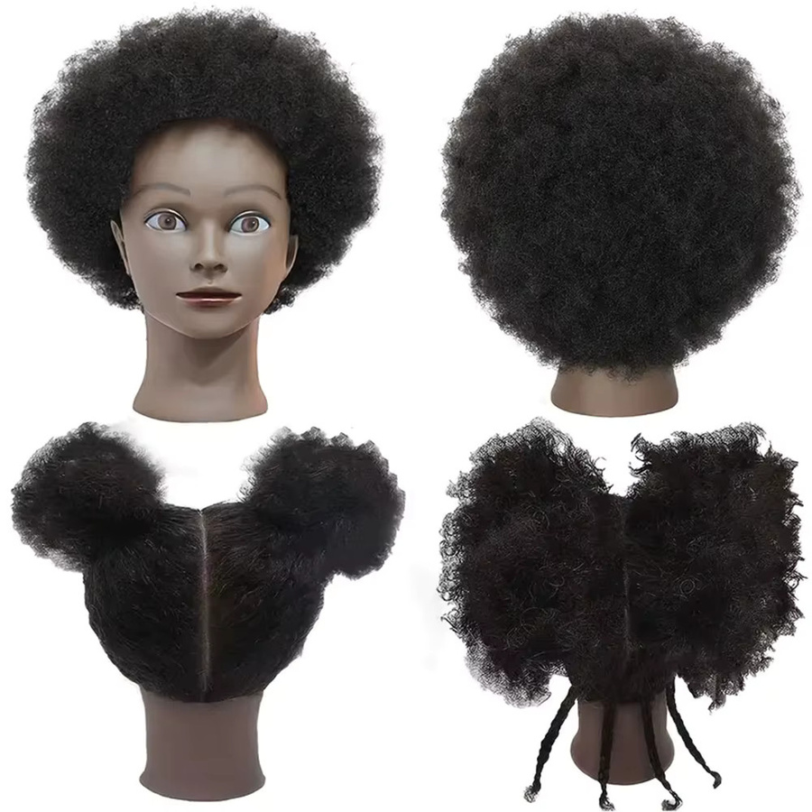 Simnient Afro-Mannequin-Köpfe mit Echthaar, Friseur-Übungsköpfe mit Stativ - Bild 4