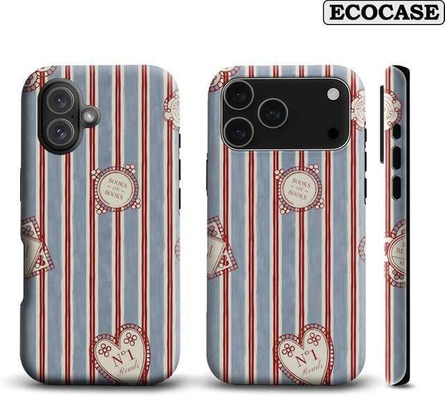 Bookish Handyhülle mit gestreiftem Design für Apple iPhone 17 16 15 14 13 12 11 Pro Max Plus in Multicolour mit doppelschichtiger Rückseite - Bild 1