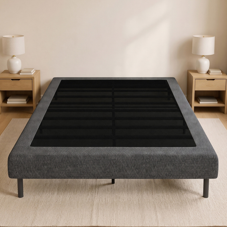 HOMCOM Polsterbettgestell mit Chenille-Bezug in Grau, B/T: 140 x 190 cm - Bild 2