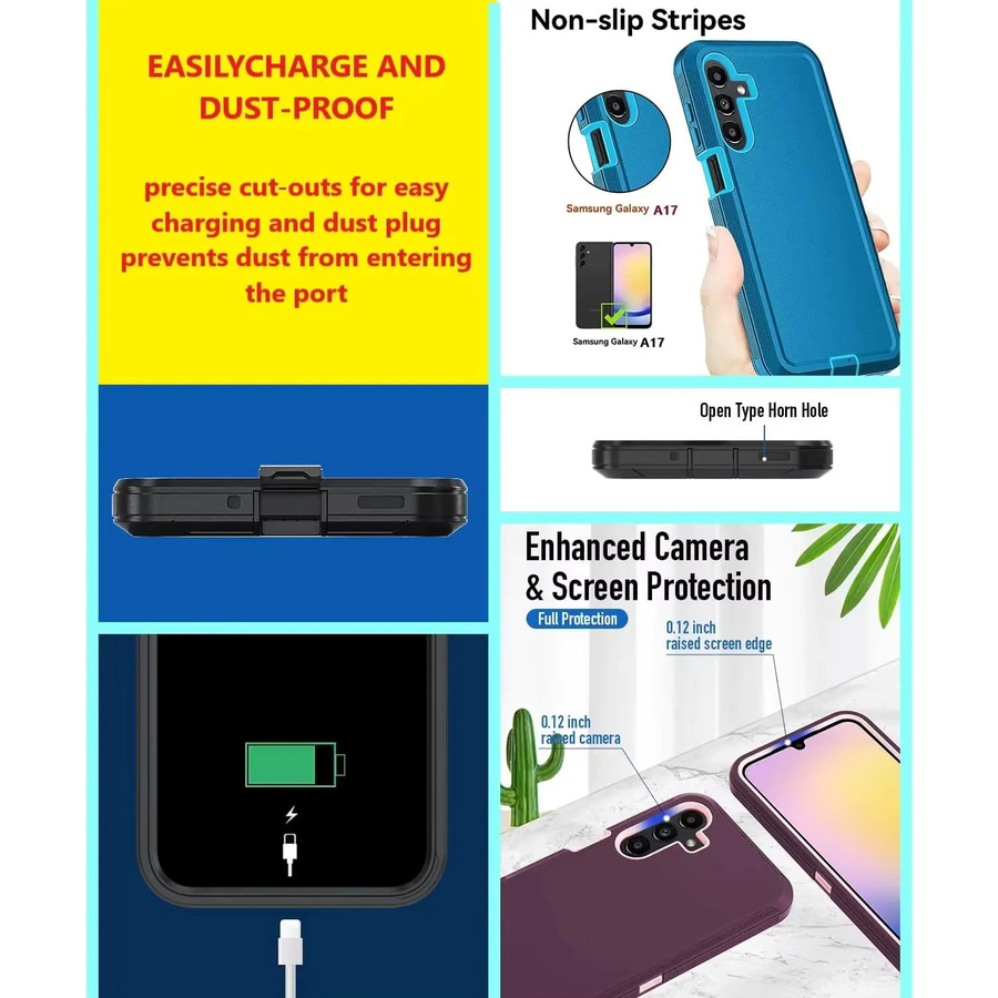 Robuste Hybrid-Schutzhülle für Samsung Galaxy A57 A37 A17 A07 A56 A36 A26 A16 A06 A55 A36 A25 A15 A05 in Schwarz und Rot - Bild 5
