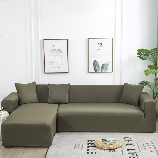 Elastischer Sofabezug von Your Warm Home in Grün für 1-Sitzer, L-förmige Chaiselongue-Schonbezug mit rutschfester Oberfläche - Bild 1