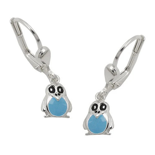 SIGO Ohrringe Brisur Pinguin, 925 Silber, blau, Unisex - Bild 1