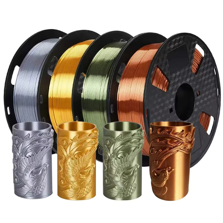 3D Maliang Seidenfilament PLA 1,75 mm für FDM 3D-Drucker, 200 g, Farben: Gold, Silber, Schwarz, Weiß - Bild 2