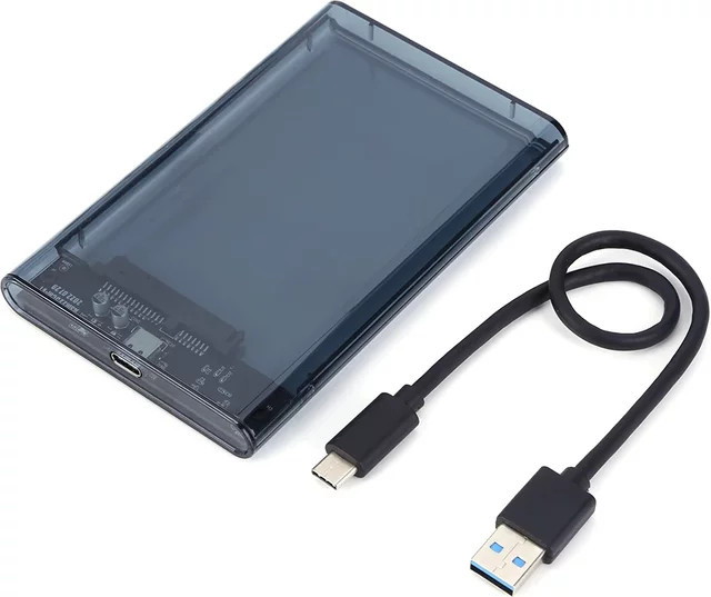 IRhasta Externes 2,5 Zoll Festplattengehäuse für HDD und SSD mit USB 3.1 und USB-C, Transparent/Schwarz - Bild 1