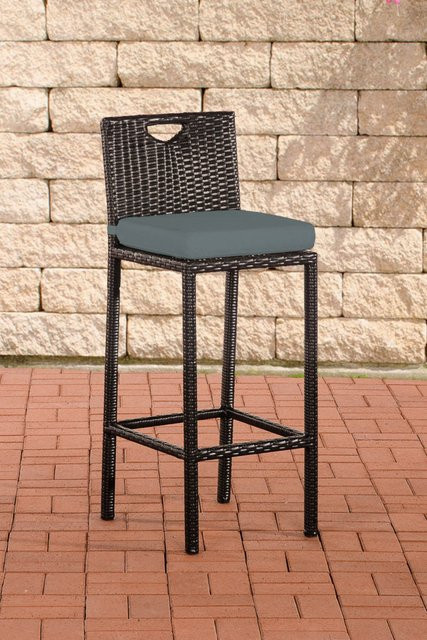 TPFGarden Barhocker Marlies in Eisengrau und Schwarz mit Rattan-Design und Stoffbezug - Bild 1