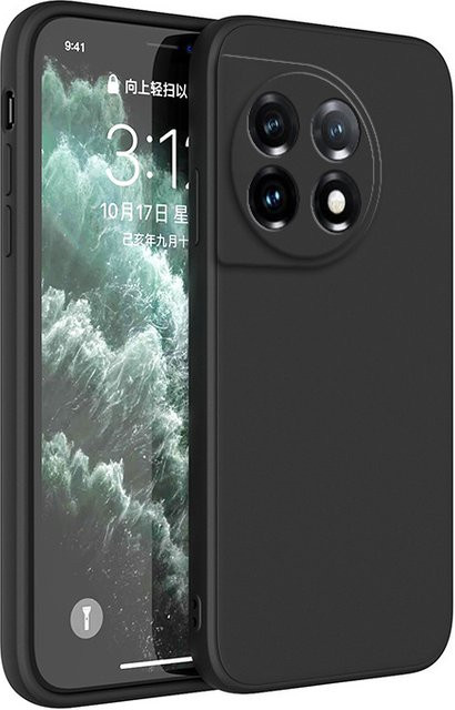Stoßfeste Flüssigsilikon-Telefonhülle mit Kameraschutz für OnePlus 11 11R 10T 10R 10 Pro 5G in Schwarz und Weiß - Bild 1