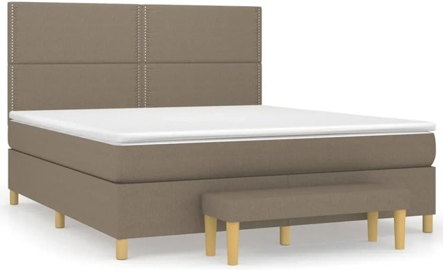 vidaXL Boxspringbett mit Matratze Hybrid-Design in Taupe, B/T/H: 180 x 200 x 128 cm - Bild 1