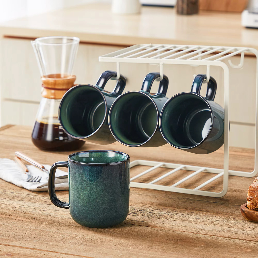 vancasso Steingut Kaffeetassen Sternenhimmel mit reflektierender Glasur in Grün und Blau, 4 oder 8 Stück - Bild 4