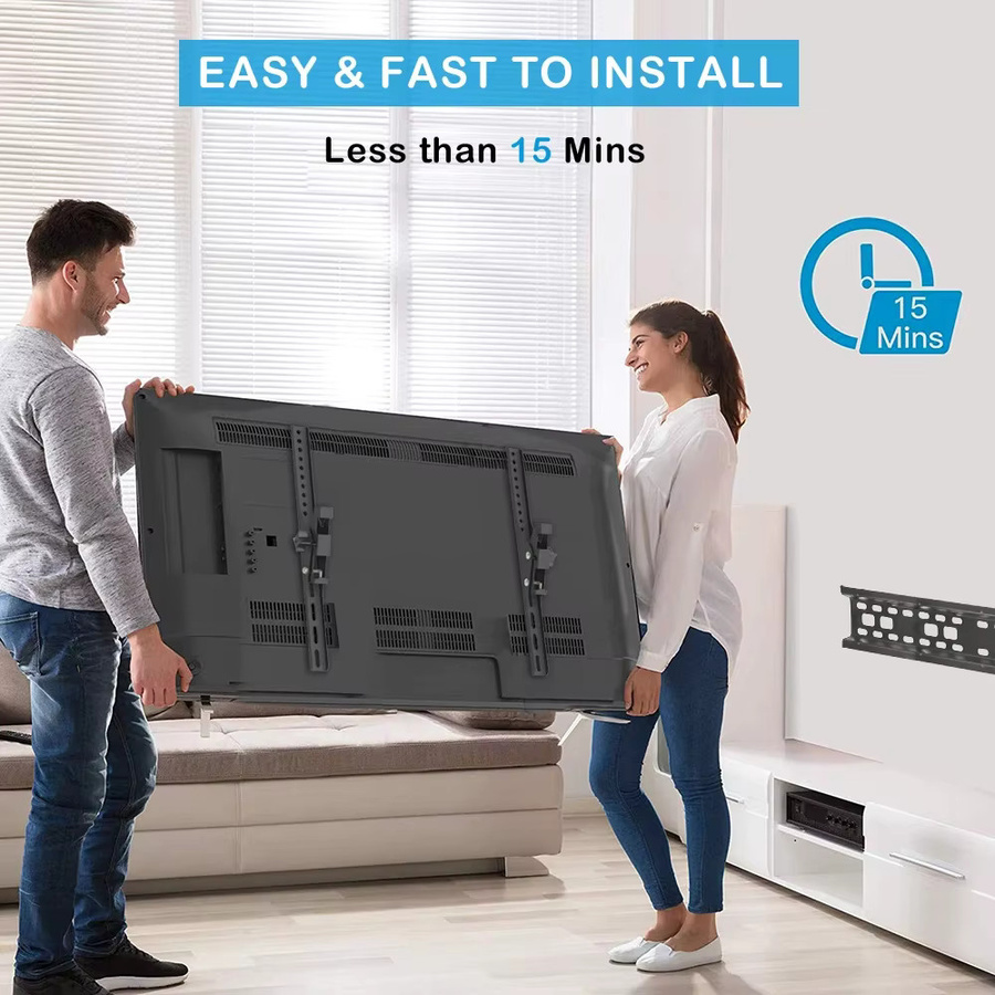 BEISHI LED-LCD-TV-Wandhalterung für 32–70 Zoll, universell geneigt und verstellbar, Farbe: Schwarz, VESA: 600 x 400 mm - Bild 2
