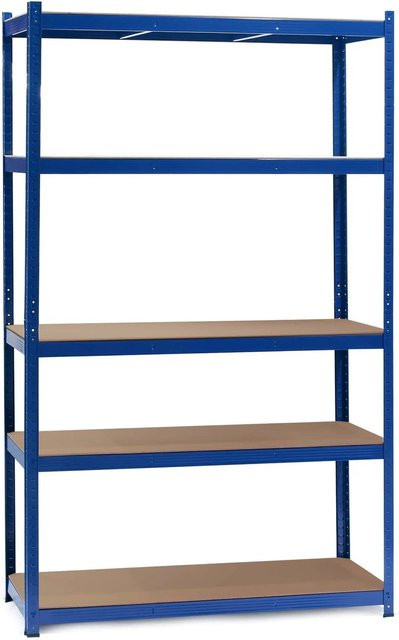 Wiltec Schwerlastregal Steckregal in Blau mit verstellbaren Regalböden B/T/H: 120 x 50 x 204 cm - Bild 1