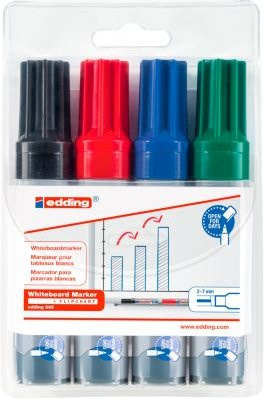 Edding 365 Whiteboardmarker Set mit Keilspitze, Strichstärke 2-7 mm, farbsortiert, 4er-Pack - Bild 1