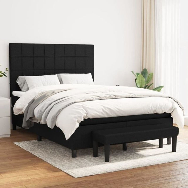 Vidaxl Boxspringbett mit Matratze in Schwarz aus Stoff B/T/H: 140 x 200 cm - Bild 1
