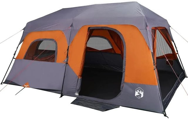 vidaXL Familienzelt für 9 Personen in Grau und Orange, wasserdicht mit Quick Release System, Artikelnummer 94300 - Bild 1