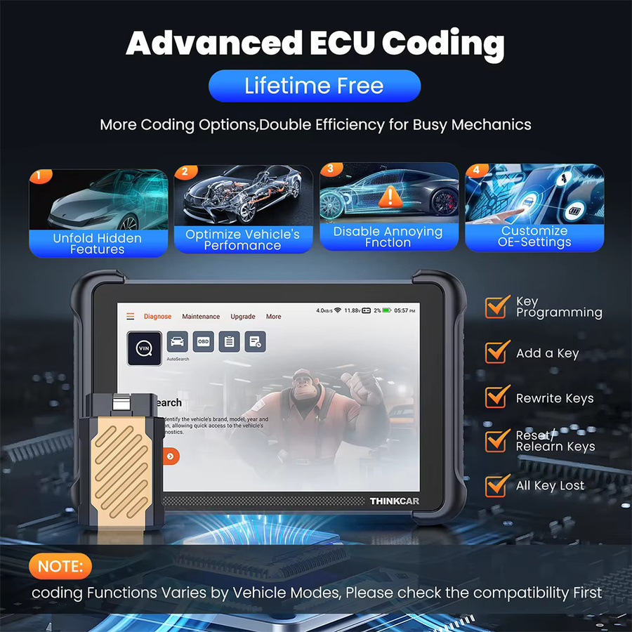 THINKCAR THINKSCAN 689BT Autoscanner in Schwarz mit lebenslangem kostenlosem Update, 34 Reset-Funktionen, ECU-Codierung, bidirektionaler Steuerung und DOIP-Unterstützung via Bluetooth - Bild 5
