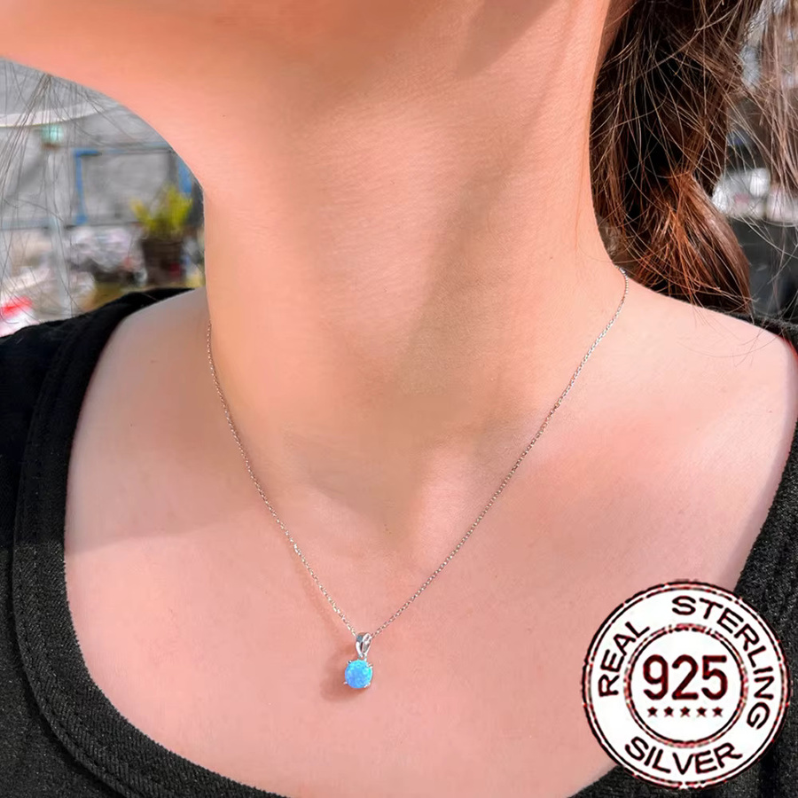 CWWZircons Halskette 925 Silber, Opal, Zirkonia, Damen - Bild 2