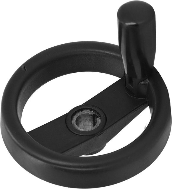 Schwarzes Kunststoff-Handrad mit Klappgriff für Drehbank und Fräsbohrmaschine, Durchmesser: 125 mm, Bohrung: 12 mm - Bild 1