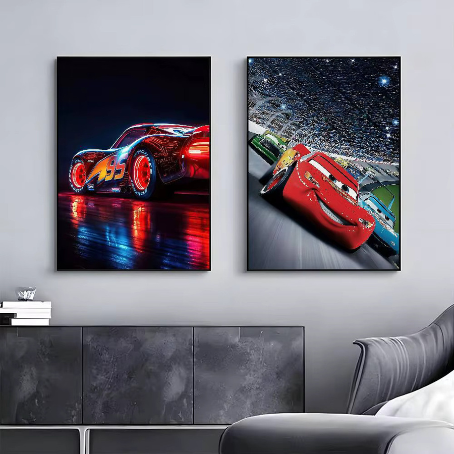 Disney Lightning McQueen 95 Wandaufkleber, roter selbstklebender Poster-Druck für Kinder, rechteckig - Bild 3