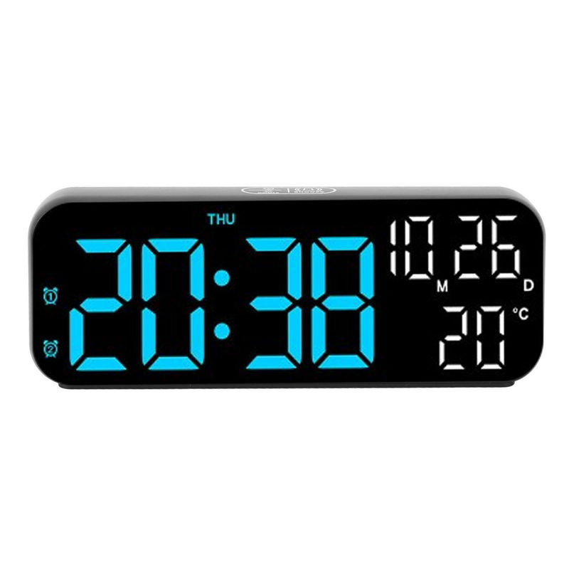 CosyHome Digitale Tischuhr mit Doppel-Display, Sprachsteuerung und LED-Anzeige in Blau, inklusive Datum, Temperatur und Countdown-Funktion - Bild 2