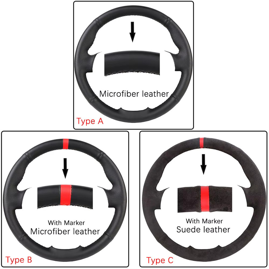 Taoleqi Lenkradabdeckung aus Mikrofaser-Leder in Schwarz für Nissan Almera N16, Pathfinder, Primera und XTrail (2001-2006) - Bild 2