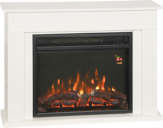 HOMCOM Elektrischer Kamin mit Rahmen und realistischer 3D-Flamme, 2000W, 12 Farben, Thermostat und Fernbedienung, Weiß, für bis zu 30 m² - Bild 1