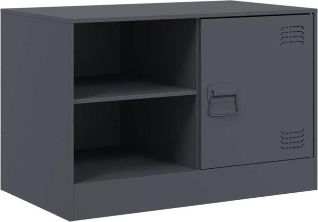 vidaXL TV-Schrank aus Metall in Anthrazit, modernes Design für dein Wohnzimmer, B/T/H: 67 x 39 x 44 cm - Bild 1